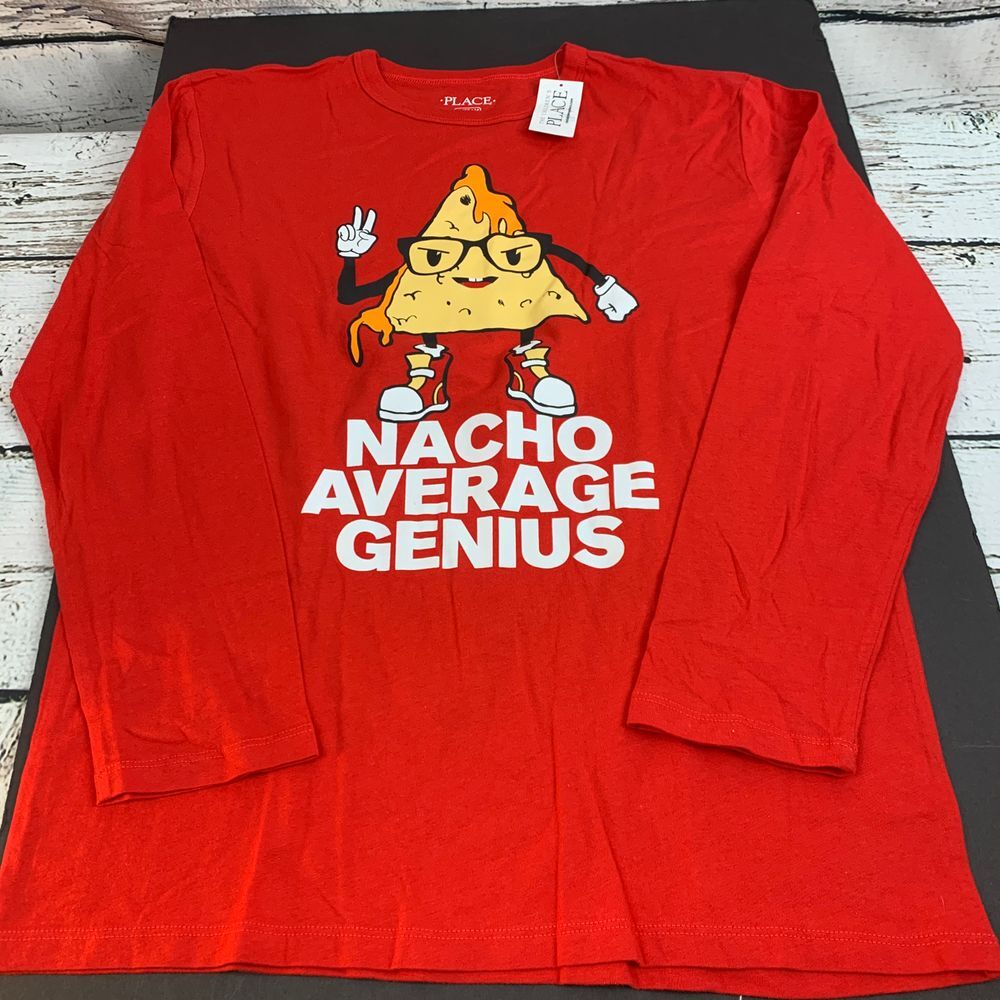The Children's Place - "Nacho Average‎ Genius" Long Sleeve Graphic Tee [XL/14]